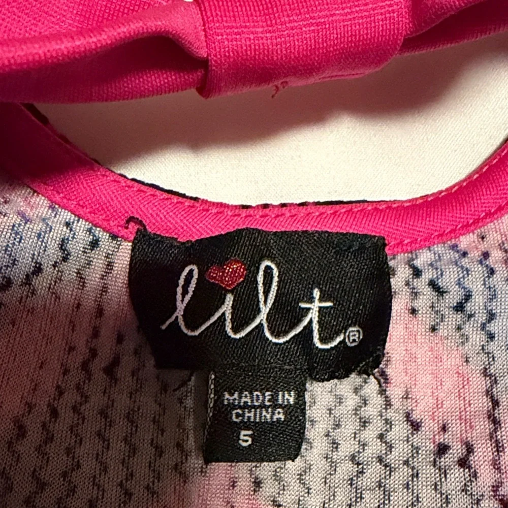 Lilt Chevron Kids Dress in Black and Pink